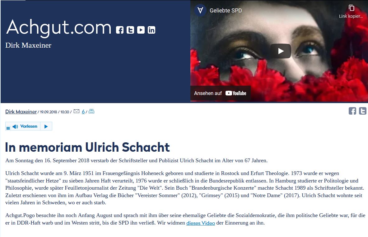 In memoriam Ulrich Schacht